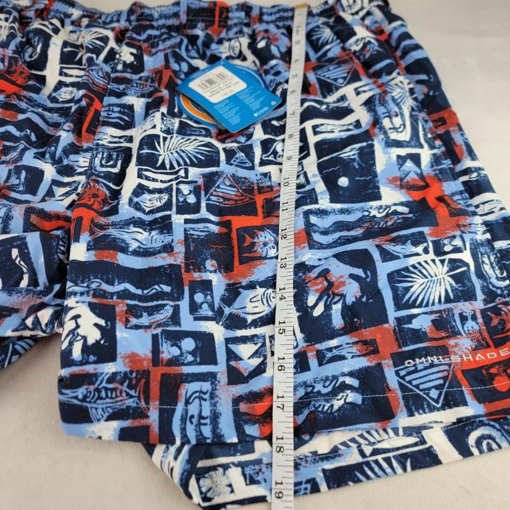Columbia Mens Super Backcast Water Shorts XL Blue Tropical Print Swim Trunks NEW